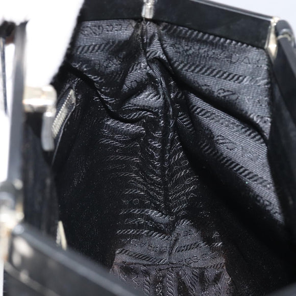 PRADA Tote Bag Nylon Black Silver Auth ti3730