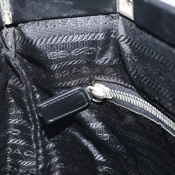 PRADA Tote Bag Nylon Black Silver Auth ti3730