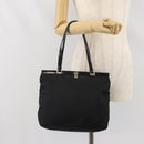 PRADA Tote Bag Nylon Black Silver Auth ti3730-24