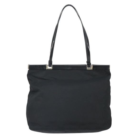 PRADA Tote Bag Nylon Black Silver Auth ti3730