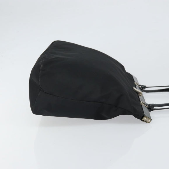 PRADA Tote Bag Nylon Black Silver Auth ti3730