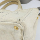 PRADA Canapa PM Hand Bag Canvas 2way Gray Gold Auth ti3731-9