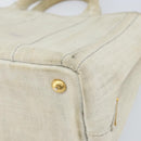 PRADA Canapa PM Hand Bag Canvas 2way Gray Gold Auth ti3731-17