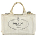 PRADA Canapa PM Hand Bag Canvas 2way Gray Gold Auth ti3731-13