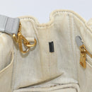 PRADA Canapa PM Hand Bag Canvas 2way Gray Gold Auth ti3731-22