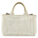 PRADA Canapa PM Hand Bag Canvas 2way Gray Gold Auth ti3731-2