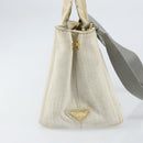 PRADA Canapa PM Hand Bag Canvas 2way Gray Gold Auth ti3731-3