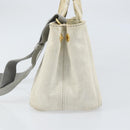 PRADA Canapa PM Hand Bag Canvas 2way Gray Gold Auth ti3731-4