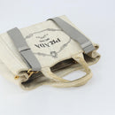 PRADA Canapa PM Hand Bag Canvas 2way Gray Gold Auth ti3731-14