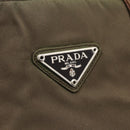 PRADA Handtas Nylon Leer Kaki Zilver Auth ti3735-17