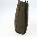 PRADA Handtas Nylon Leer Kaki Zilver Auth ti3735-3