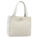 PRADA Tote Bag Nylon Leder Grau Silber Auth ti3737-1