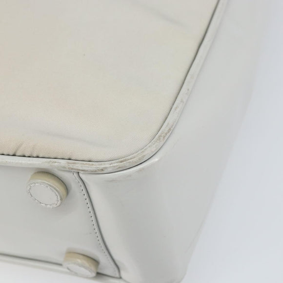 PRADA Tote Bag Nylon Leder Grau Silber Auth ti3737