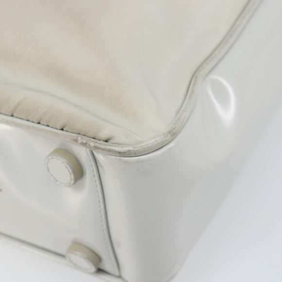 PRADA Tote Bag Nylon Leder Grau Silber Auth ti3737
