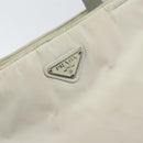 PRADA Tote Bag Nylon Leder Grau Silber Auth ti3737-17