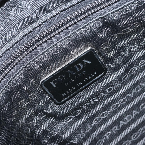 PRADA Tote Bag Nylon Leder Grau Silber Auth ti3737