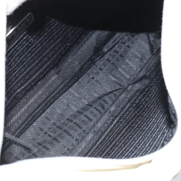 PRADA Tote Bag Nylon Leder Grau Silber Auth ti3737
