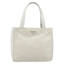 PRADA Tote Bag Nylon Leder Grau Silber Auth ti3737-13