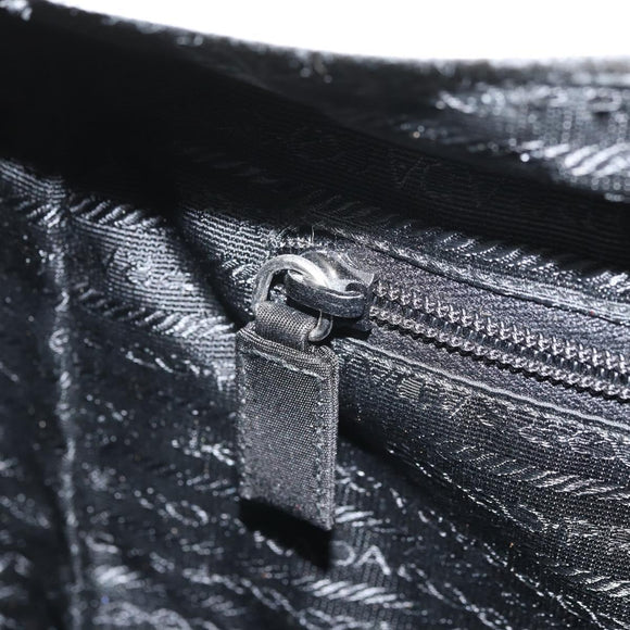 PRADA Tote Bag Nylon Leder Grau Silber Auth ti3737