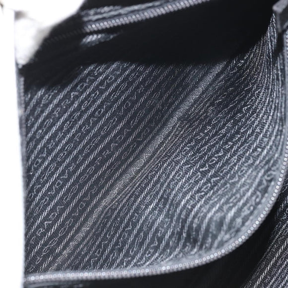 PRADA Tote Bag Nylon Leder Grau Silber Auth ti3737