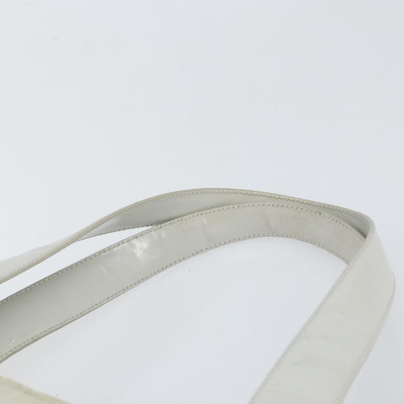 PRADA Tote Bag Nylon Leder Grau Silber Auth ti3737