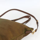 PRADA Tote Bag Nylon Leather Khaki Gold Auth ti3738-15