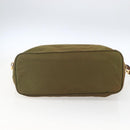 PRADA Tote Bag Nylon Leather Khaki Gold Auth ti3738-5