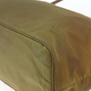 PRADA Tote Bag Nylon Leather Khaki Gold Auth ti3738-16