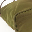 PRADA Tote Bag Nylon Leather Khaki Gold Auth ti3738-17