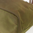 PRADA Tote Bag Nylon Leather Khaki Gold Auth ti3738-18