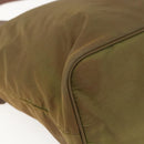 PRADA Tote Bag Nylon Leather Khaki Gold Auth ti3738-19