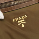 PRADA Tote Bag Nylon Leather Khaki Gold Auth ti3738-20