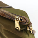 PRADA Tote Bag Nylon Leather Khaki Gold Auth ti3738-21