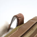PRADA Tote Bag Nylon Leather Khaki Gold Auth ti3738-9