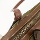PRADA Tote Bag Nylon Leather Khaki Gold Auth ti3738-10