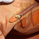 PRADA Tote Bag Nylon Leather Khaki Gold Auth ti3738-25