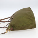 PRADA Tote Bag Nylon Leather Khaki Gold Auth ti3738-3