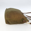 PRADA Tote Bag Nylon Leather Khaki Gold Auth ti3738-4