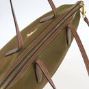 PRADA Tote Bag Nylon Leather Khaki Gold Auth ti3738-6