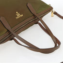 PRADA Tote Bag Nylon Leather Khaki Gold Auth ti3738-7