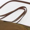PRADA Tote Bag Nylon Leather Khaki Gold Auth ti3738-14