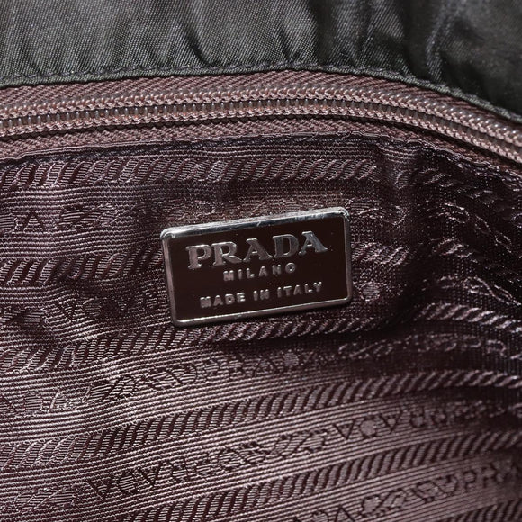 PRADA Shoulder Bag Nylon Plastic Leather Khaki Auth ti3739