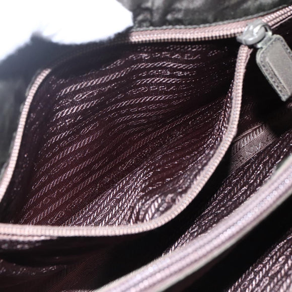 PRADA Shoulder Bag Nylon Plastic Leather Khaki Auth ti3739