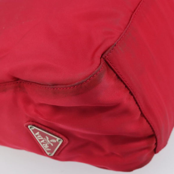 PRADA Tote Bag Nylon plastic Red Auth ti3740