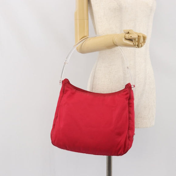PRADA Tote Bag Nylon plastic Red Auth ti3740
