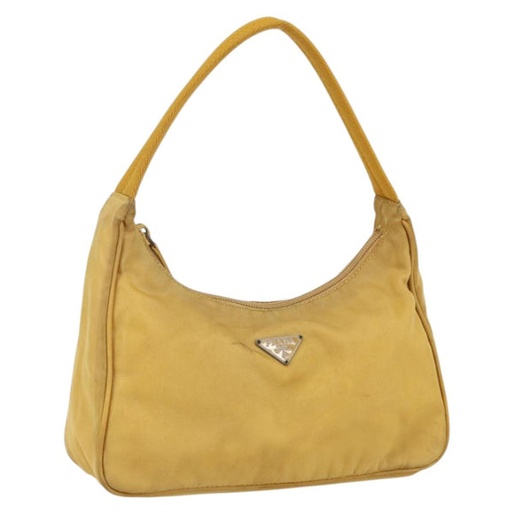 PRADA Hand Bag Nylon Yellow Silver Auth ti3741