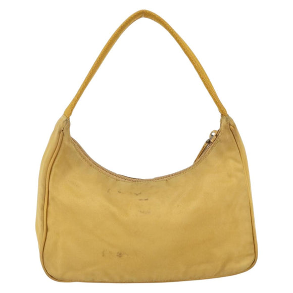 PRADA Hand Bag Nylon Yellow Silver Auth ti3741