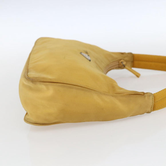PRADA Hand Bag Nylon Yellow Silver Auth ti3741