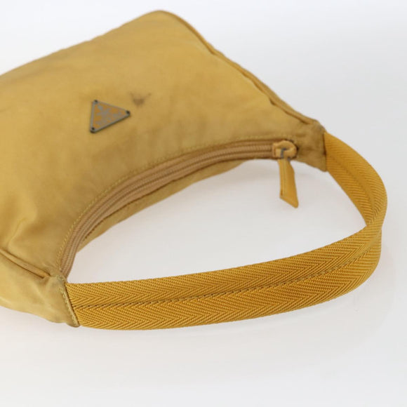 PRADA Hand Bag Nylon Yellow Silver Auth ti3741