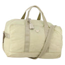 PRADA Boston Bag Nylon Cream Beige Auth ti3742-1